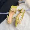 Fashion Summer New Temperament Flower Sandals Women's Comfortable and Versatile Design Outside Wear Square Toe High Heels
