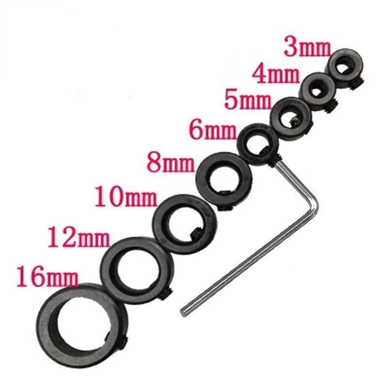 8pcs 3mm-16mm Woodworking Drill Locator Drill Bit Depth Stop Collars Ring Limit Ring for Drill Bit