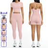 Women's High Waist Cotton Knit Yoga and Running Set with Hollow Back Design
