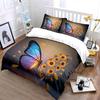 Butterfly Sunflower Art Decor Set Bedding Set with 1 Duvet Cover 2 Pillowcases Single Double King Queen, Gift