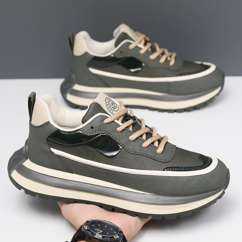 Men's Spring and Autumn Low Top Trendy Versatile Thick Soled Sports Shoes Lace Up Anti Slip High Quality Casual Shoes Tenis 2025