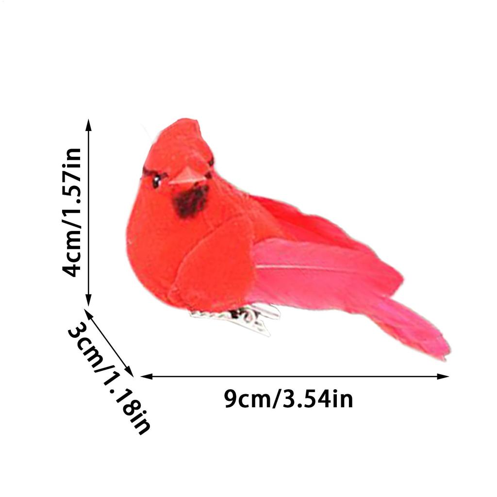 Christmas Bird Ornaments 12 Pieces Small Red Nature Craft With Metal Clip Red Christmas Ornaments Birds For Park Garden Backyard
