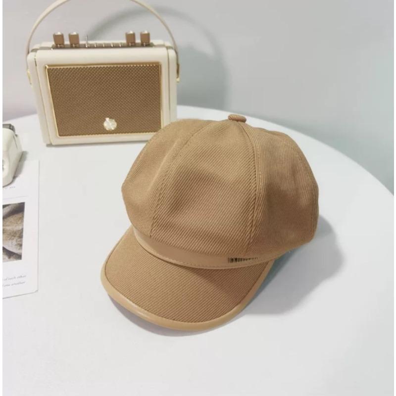 Большой Обхват Головы Осень и Зима Утиный Берет Женский Черный Повседневный Ретро Художник Берет Маленькое Лицо Облако Восьмиугольная Шляпа Модный M（56-58cm）