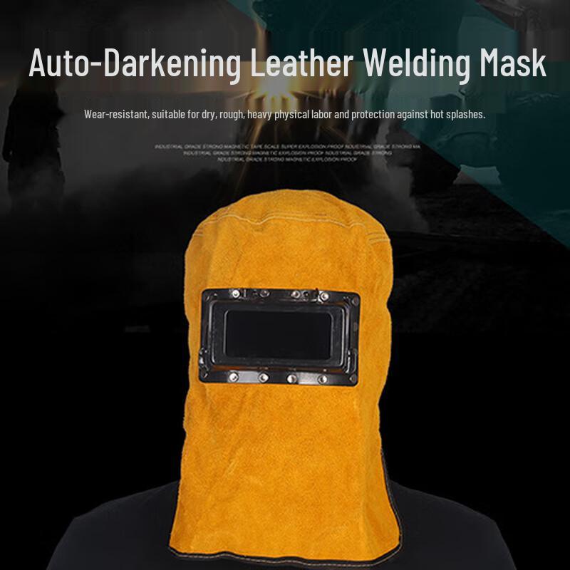 HUAZHENMIAN Auto-Darkening Cowhide Welding Helmet