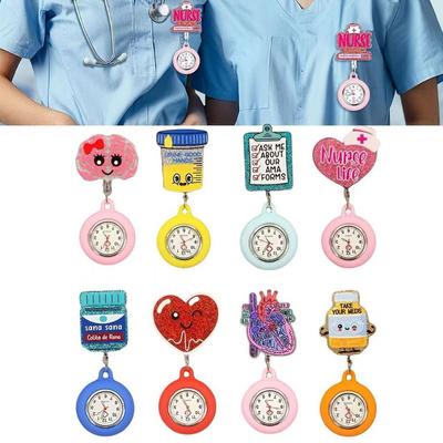 Cartoon Retractable Watch Brooch PVC Doctor Badge Reel Creativity Nurse Pocket Watches  Gift