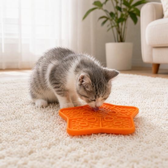 Pet Slow Food Mat with Suction Cups Star Shape Pet Food Tray