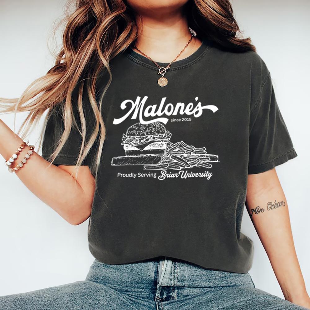Malones Seit 2015 Briar University T-Shirt Hockey Romanze T-Shirt Beste Burger T-Shirt Vintage Kurzarm T-Shirts Bücherwurm Geschenk