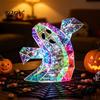 Cute Spooky Room Decor Prismatic Iridescent Ghost Halloween Decoration, LED Prism-Effect Fun Holiday Bedside Lamps Night Light for Bedroom Hallway
