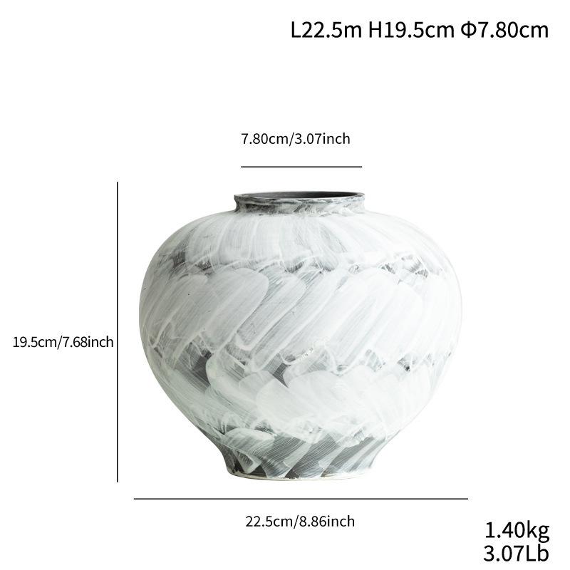 Retro White Pattern Watercolor Floral Ceramic Vase