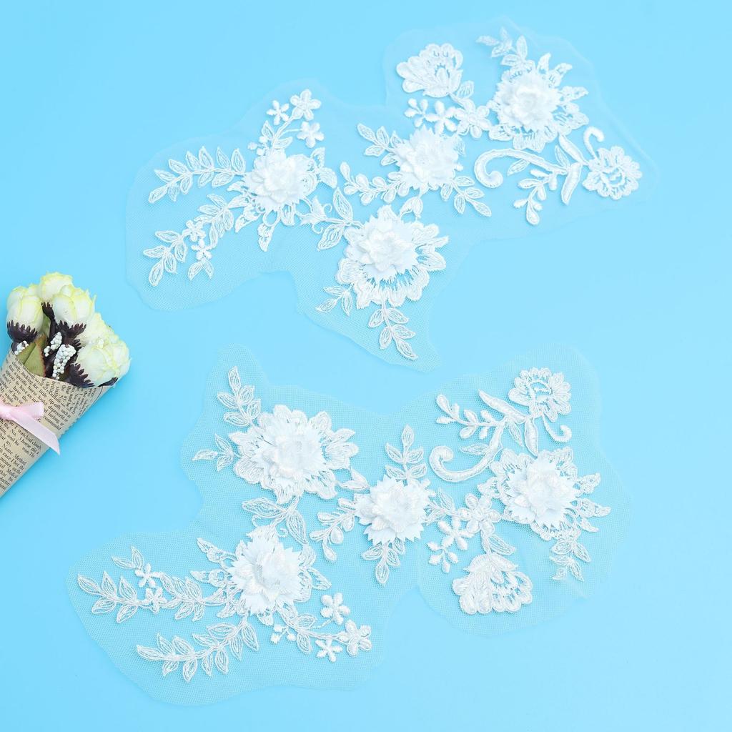 Clothing Accessories Handmade Accessories Embroidery Three-Dimensional White Car Bone Pair Flower Lace Flower Decoration Bridal Headdress