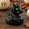 Retro Home Office Dekorationen Gotische Teufelsschädel Ente Ornament, Matt Schwarze Harzfigurine, Kreative Halloween Tischmittelstücke Horror Grün