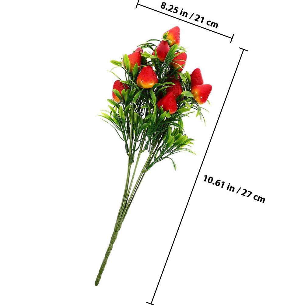 1pcs Artificial Strawberry Bunch Faux Fruit Stems Bright Lifelike Fake Strawberries For Vase Filling Home Party Decor Crafts