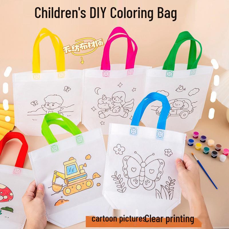 

Детская сумка-тоут для раскрашивания из нетканого материала «Сделай сам» - Раскрашенная вручную развивающая подарочная сумка для детского сада