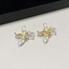 1 pair Luxury Enamel Iris Earrings Temperament Metal Flower Ear Studs  Women
