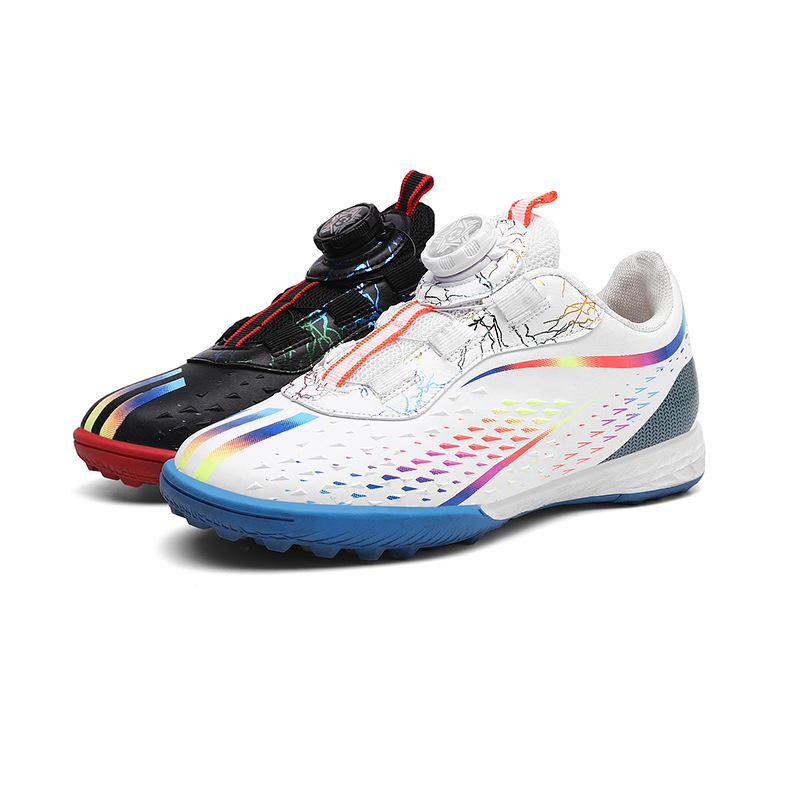 2025 new rotating button children's football shoes boys and girls TF broken nail training sneakers