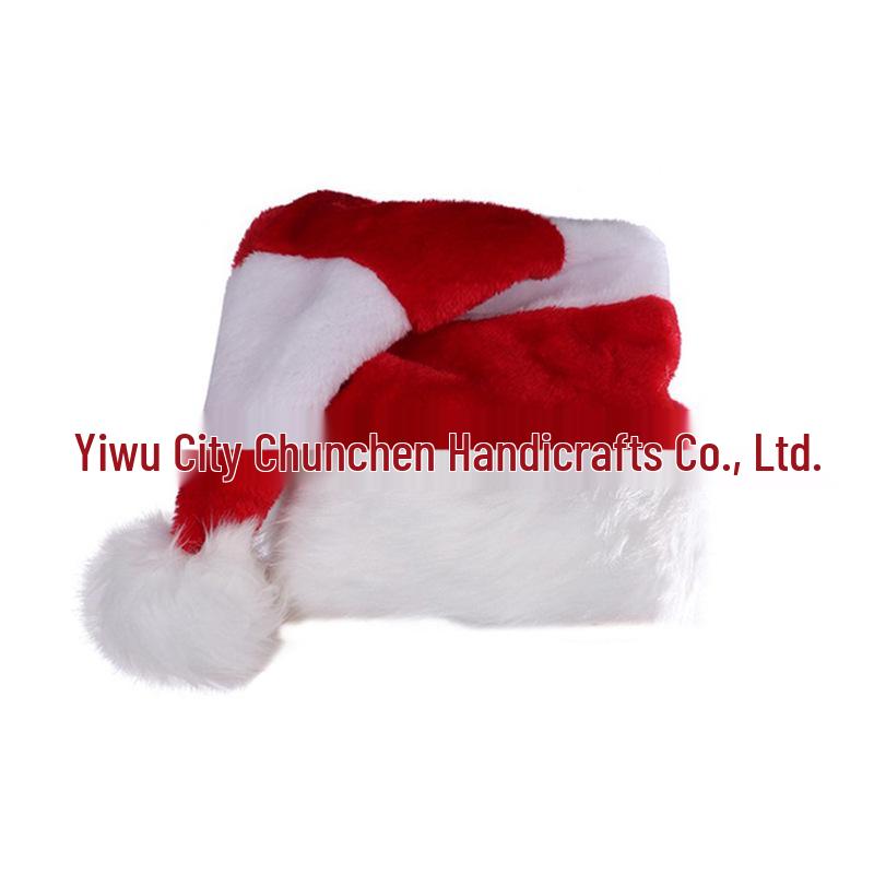 Cross-Border eBay Christmas Hat: Red/Green & Red/White Splicing, Long Plush, Holiday Decoration Accessory