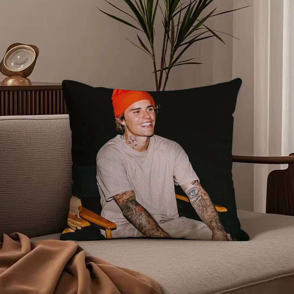 Vendita Calda J-Justin B-Bieber Federa Federa Anti-acaro Cerniera Invisibile Peluche Corto Setoso Copricuscino per Divano