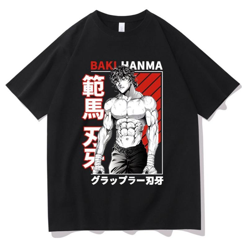 Japanese Anime Hanma Baki Tshirts Kids Mens T-shirt Cartoon Printed Tops Tees Shirt Cotton Short-Sleeves Summer Tshirts Unisex Streetwear