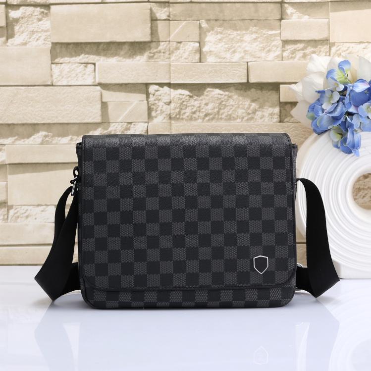 Buy Fashion Plaid Messenger Bags Men's Leather Single Shoulder Bag