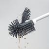 Long Handle Toilet Brush with Anti-Slip Grip, Silicone Bristles Curved Double Head Cleaning Brush for Deep Cleaning Stain