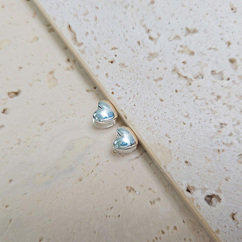 Silver Heart One-Touch Earrings