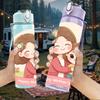 1PC Mom Daughter Floral Frame Cartoon Print 750ml Color Plastic Sports Water Bottle Leakproof Flip Straw Lid Suitable for Sports Office Home Use