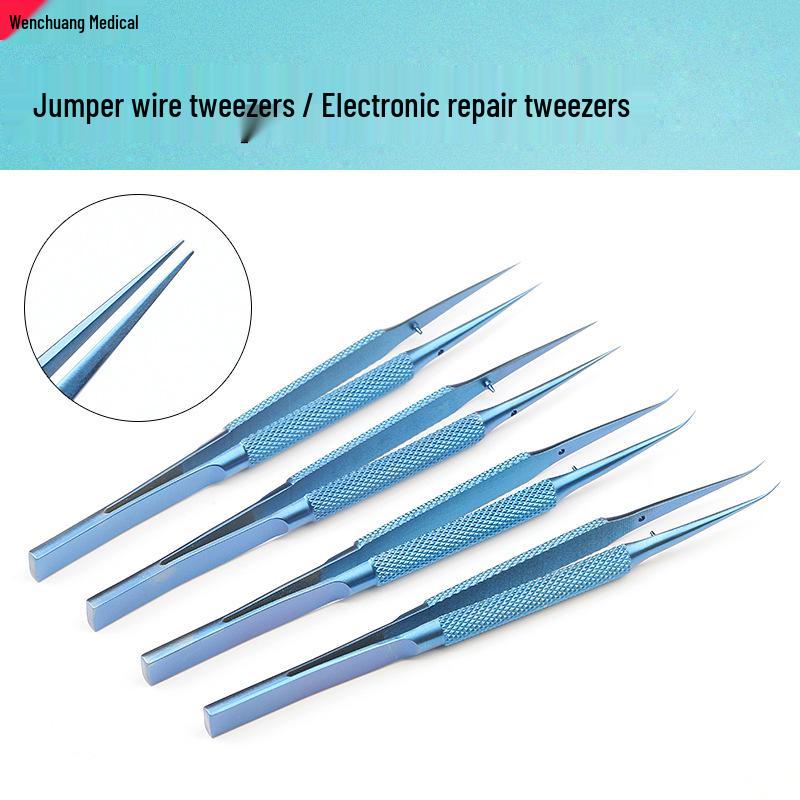 Titanium Alloy Phone Repair Tweezers – 140mm, Sharp 0.15mm Tip, Straight & Bent, Hardened.