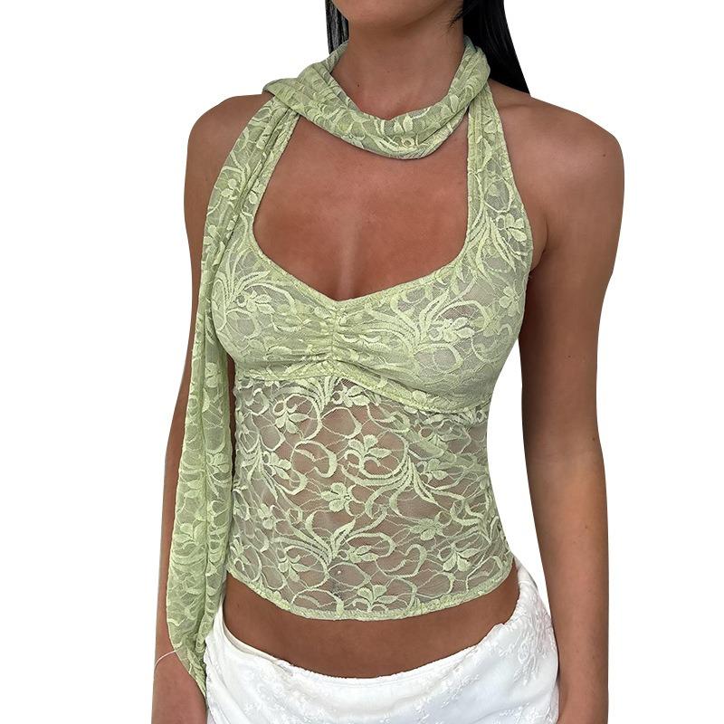 Women's New Vest Lace Bib Hanging Neck Top Holiday Style Spice Girls Sexy Suspenders