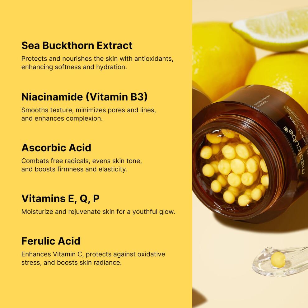 medicube Deep Vitamin C Golden Capsule Face Moisturizer - Liposome Capsules For Wrinkles, Skin Radiance - Transparent Gel for Glow Hydration - Korean