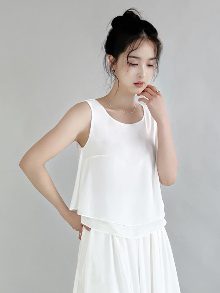 Plus Size Women's Chiffon Sleeveless Camisole – Spring/Summer Loose Round Neck Top