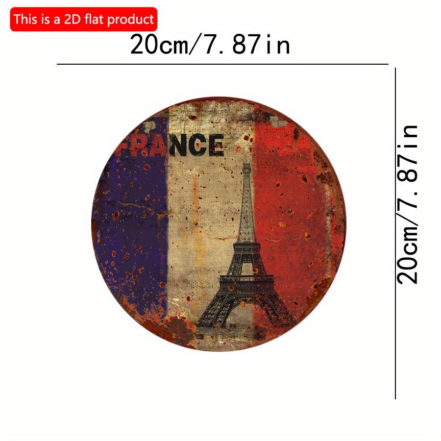 

2D плоская 20*20 см 1 шт. круглая подвесная деревянная доска с принтом французского флага и Эйфелевой башни, имитация винтажного стиля французской домашней медитационной комнаты и домашнего очага 20*20cm