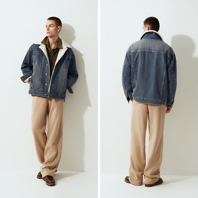 Semir Men's Retro Faux Shearling Denim Jacket