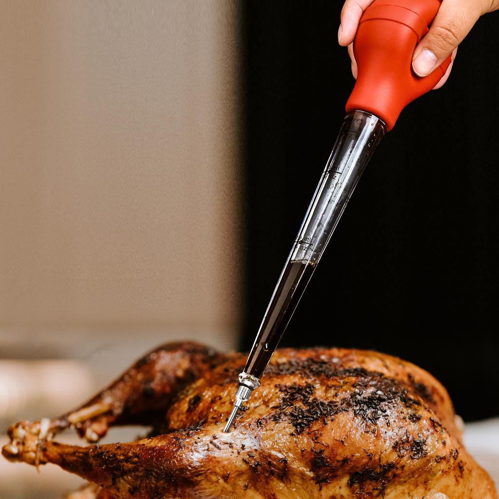 Meat Flavor Injector Syringe Kit, Marinade Injector for Turkey Chicken BBQ with Cleaning Brush, Seasoning Needle Pump Tool Juicy