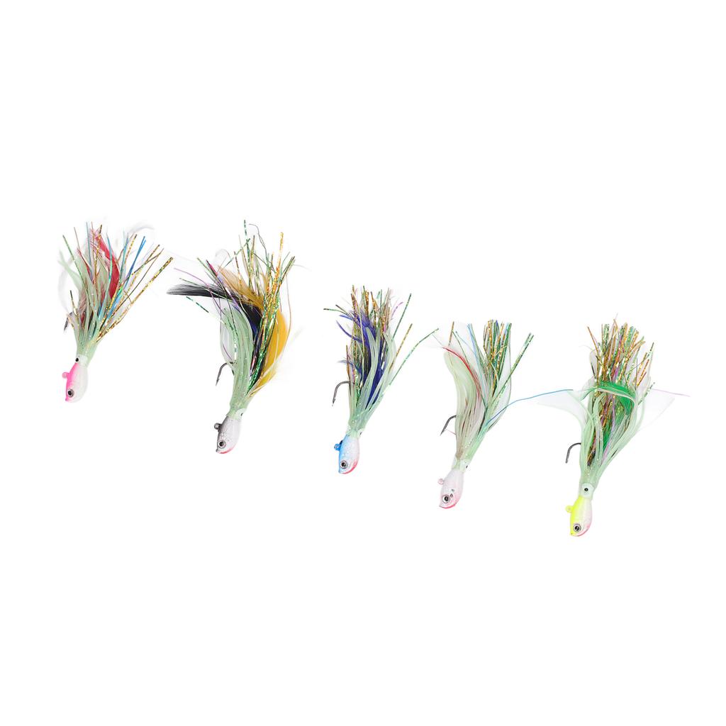 5PCS Octopus Fishing Lures 28g Soft Silicone Glow Squid Jigs Skirt Tail Swimbait with High Carbon Steel Hook for Freshwater Saltwater Ocean Fishing