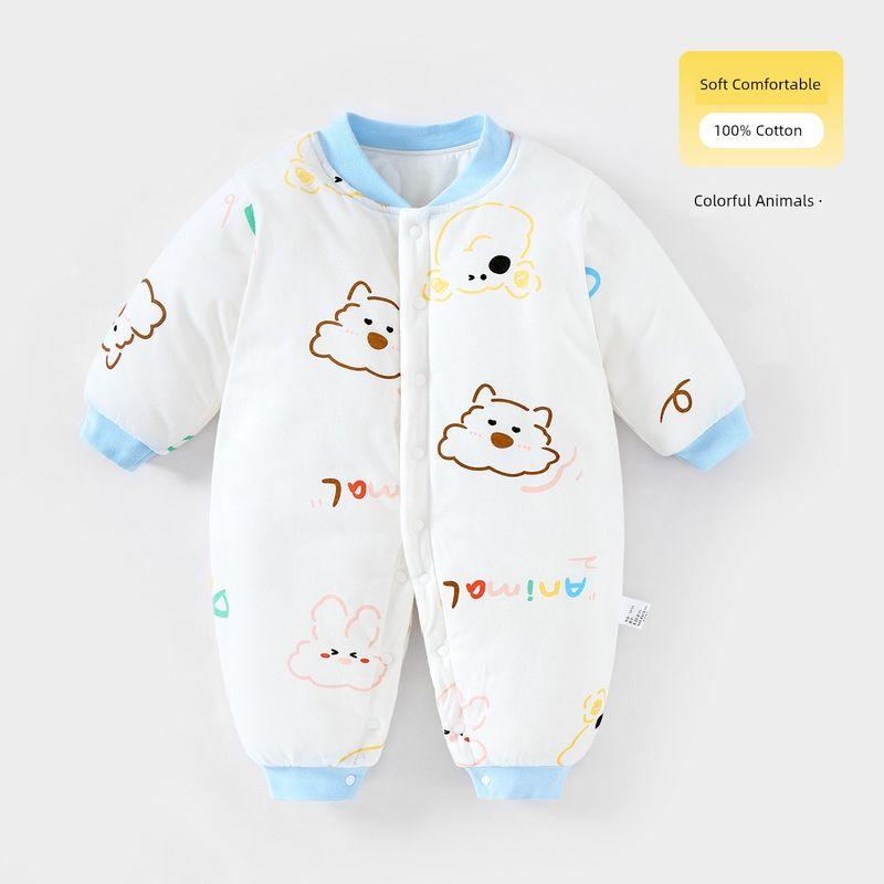 Clothes for Autumn and Winter, Thickened Cotton-Padded Romper for Boys and Girls, Pure Cotton Class a Jumpsuit, Outdoor Crawling Clothes, Winter Wear