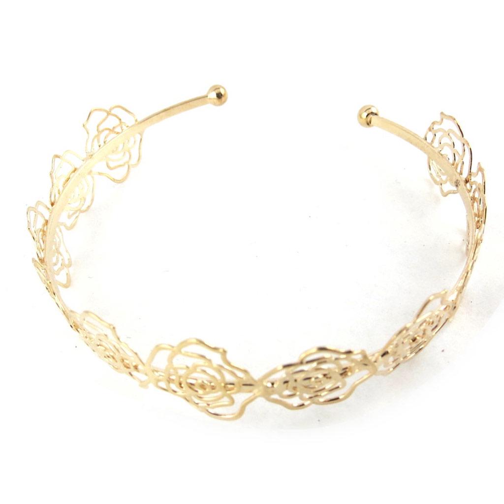 Les Trésors De Lily [N1163] - Golden 'Rosa Romantica' Designer Bracelet