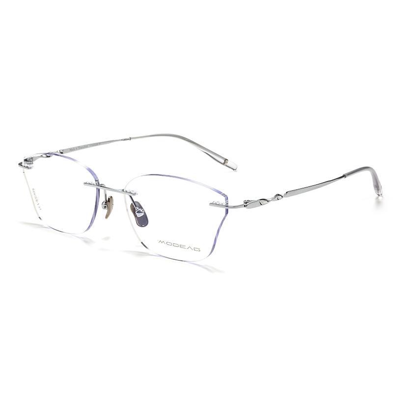 Damen Luxuriöse Ultraleichte Titan Myopie Cat-Eye Randlose Brille mit Schmetterlingsdesign