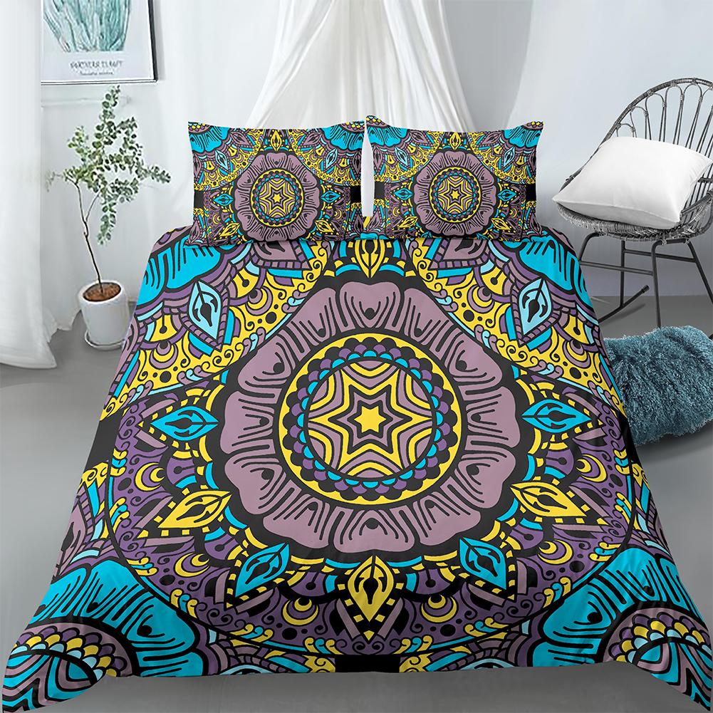Luxury Boho Style Duvet Cover Geometric Print Bedding Set Quilt Cover with Zipper Closure King Queen Polyester Comforter Cover