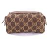 Pristine GUCCI Cosmetics Pouch Using Leather Brown GG Canvas Women 002058 Used