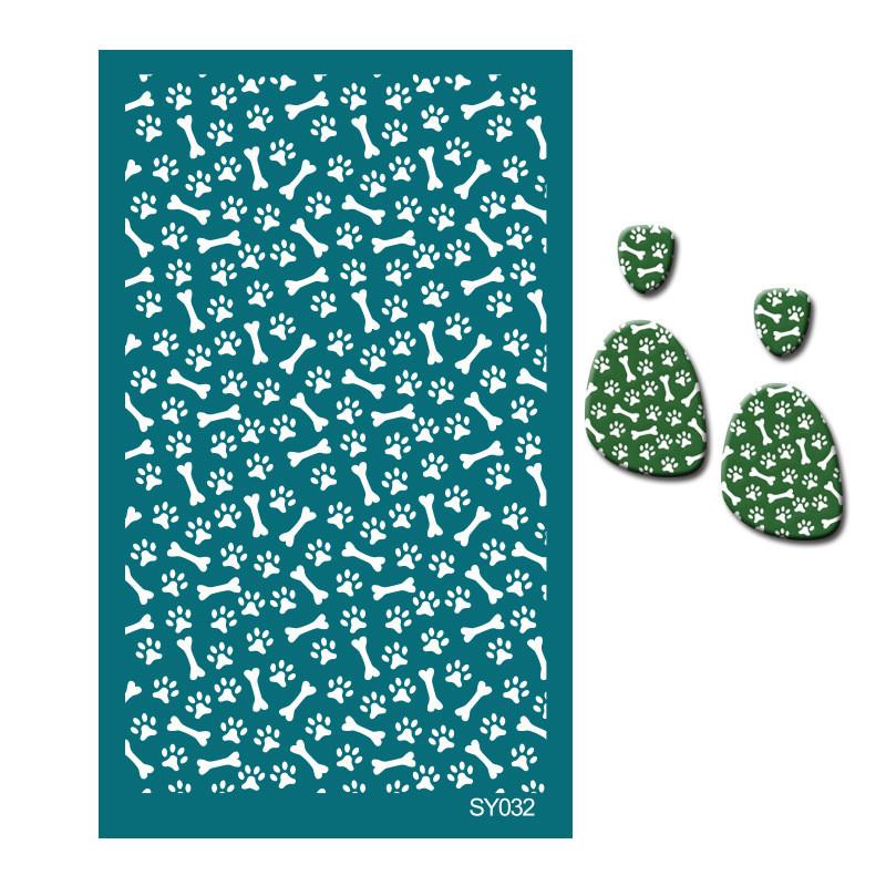 Polymer Clay Silk Screen Stencils Reusable Silkscreen Print Kit for Printing Clay Stamps Jewelry Earrings Decoration Template