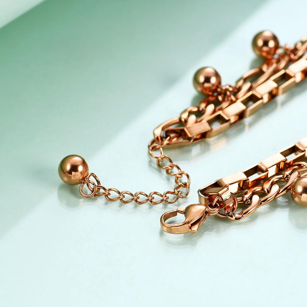 European American Double Layer Moon Bead Titanium Steel Bracelet