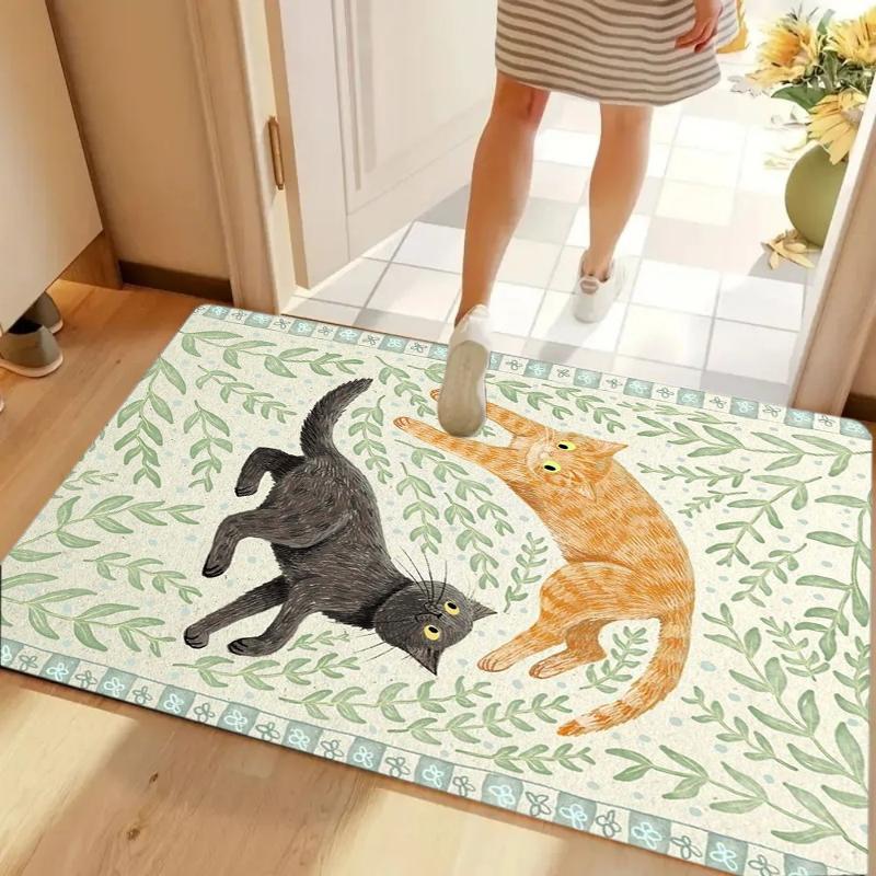 

Door Mat Cute Cartoon Cats Hug Star Print Boho Celestial Living Room Kitchen Bedroom Entrance Rug Living Room Decor Washable 40cm x 60cm