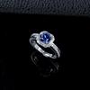 European Style S925 Sterling Silver Octagonal Halo Sapphire & Diamond Engagement Ring