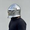 Medieval Knight With Steel Crusader Helmet Gothic Full Face Armor LARP Reenactment Cosplay Helmet Gift