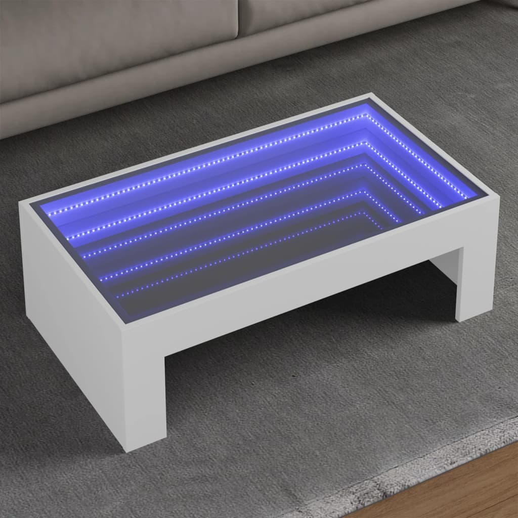 Infinity LED Coffee Table in White 90 x 50 x 30 cm