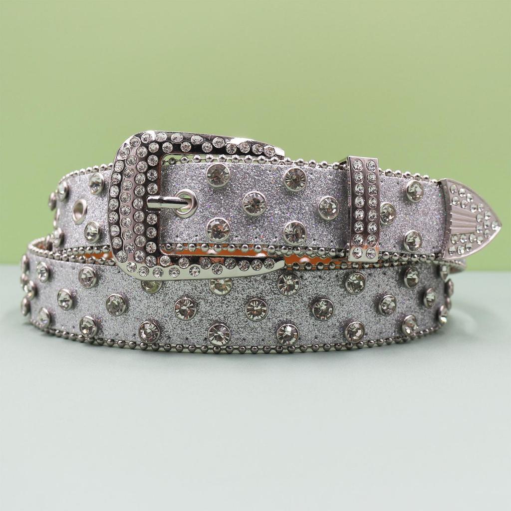 Unisex Punk Rhinestone Sequin Fashion Belt