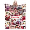 Custom Hazbines Eles Alastor Vox 2 Stuff Blanket Soft Velvet Throw Blanket Comfortable Bedding Throws
