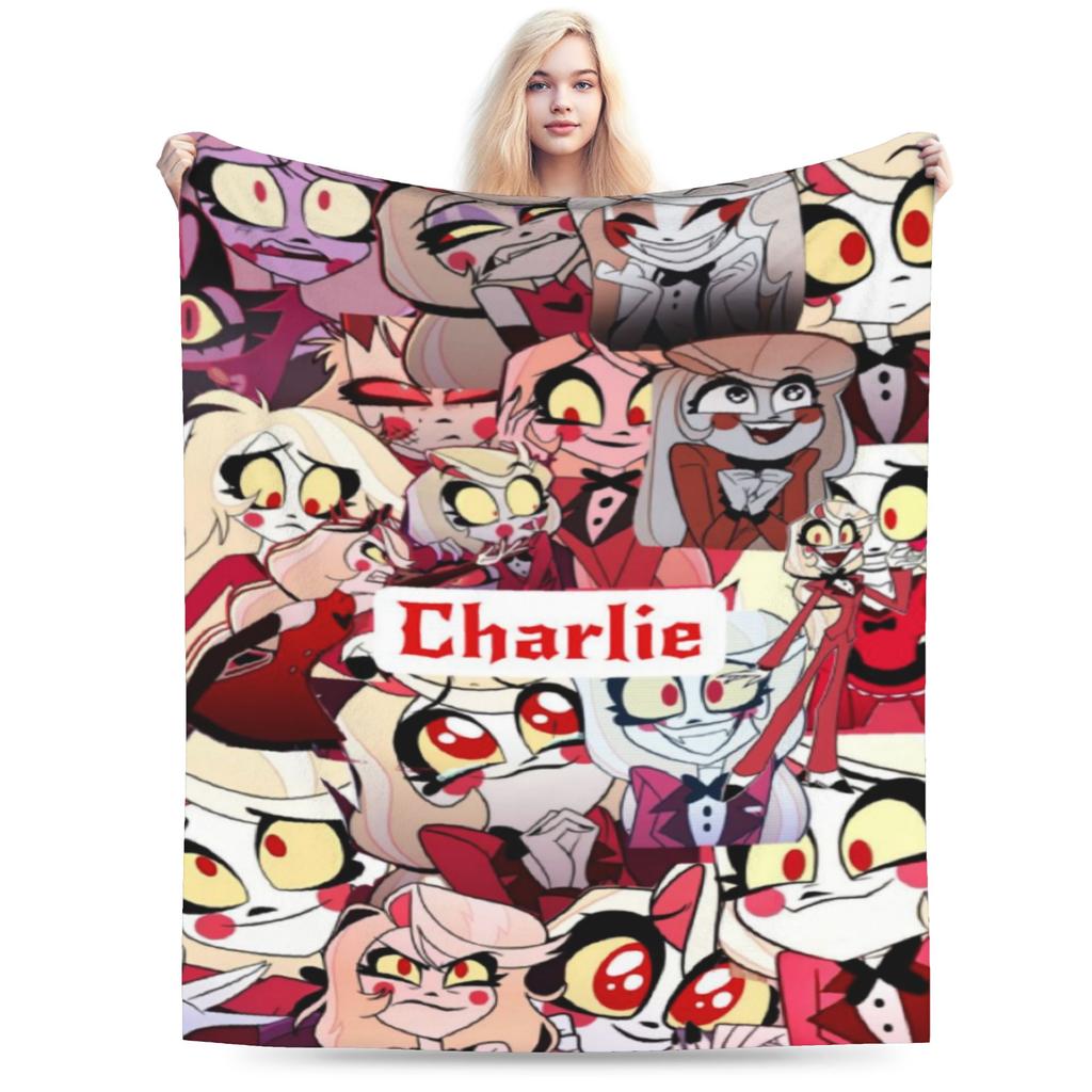 Custom Hazbines Eles Alastor Vox 2 Stuff Blanket Soft Velvet Throw Blanket Comfortable Bedding Throws