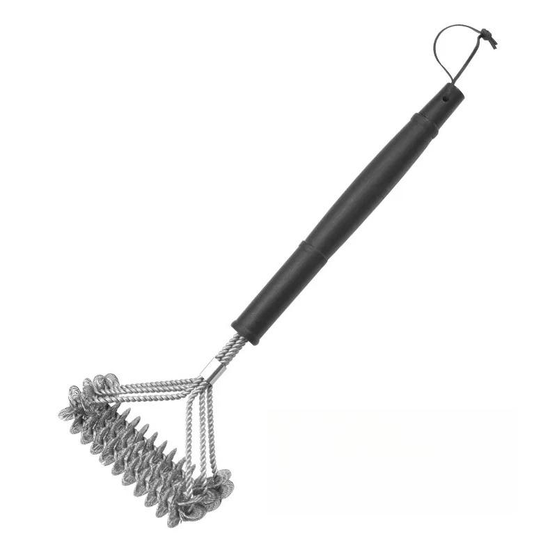 For Cast Iron Grates Outdoor Cooking Cleaning Tool With Grip Stainless Steel Spiral BBQ Grill Brush Rustproof Scrubber