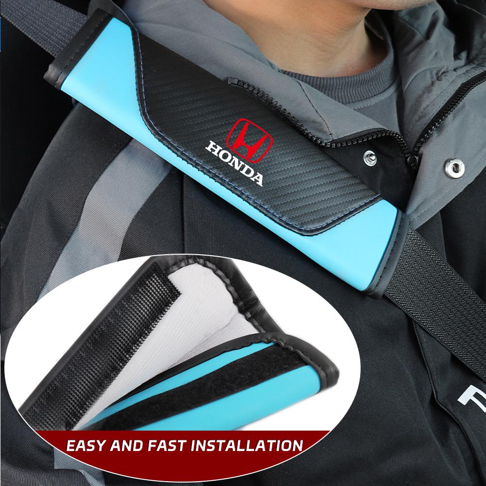 2pcs Car Safety Belt Cover Adjustable Seat Belt Cover Shoulder Protector Pad For Honda Civic Accord CRV Jazz Fit Odyssey 10th RV4